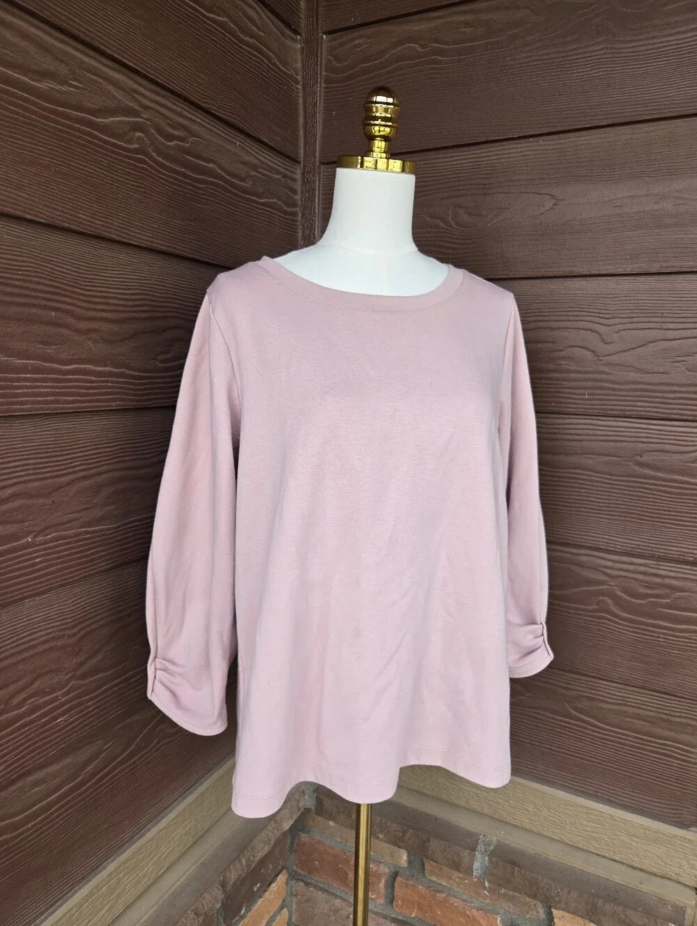 Liz Claiborne Blush Pink 3/4 Sleeve Crewneck Women’s Large